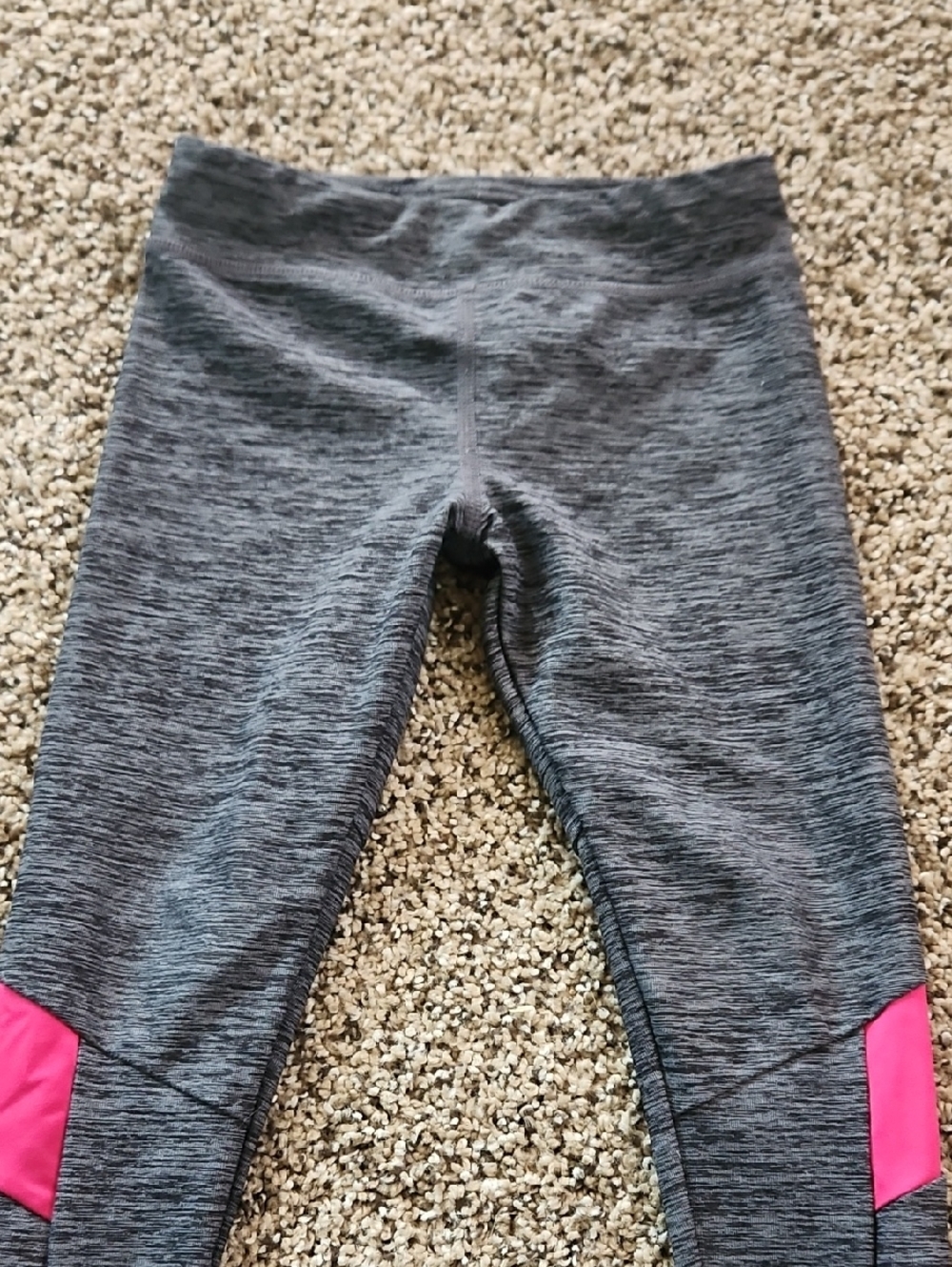 adidas Gray Heather Leggings with Pink Panels